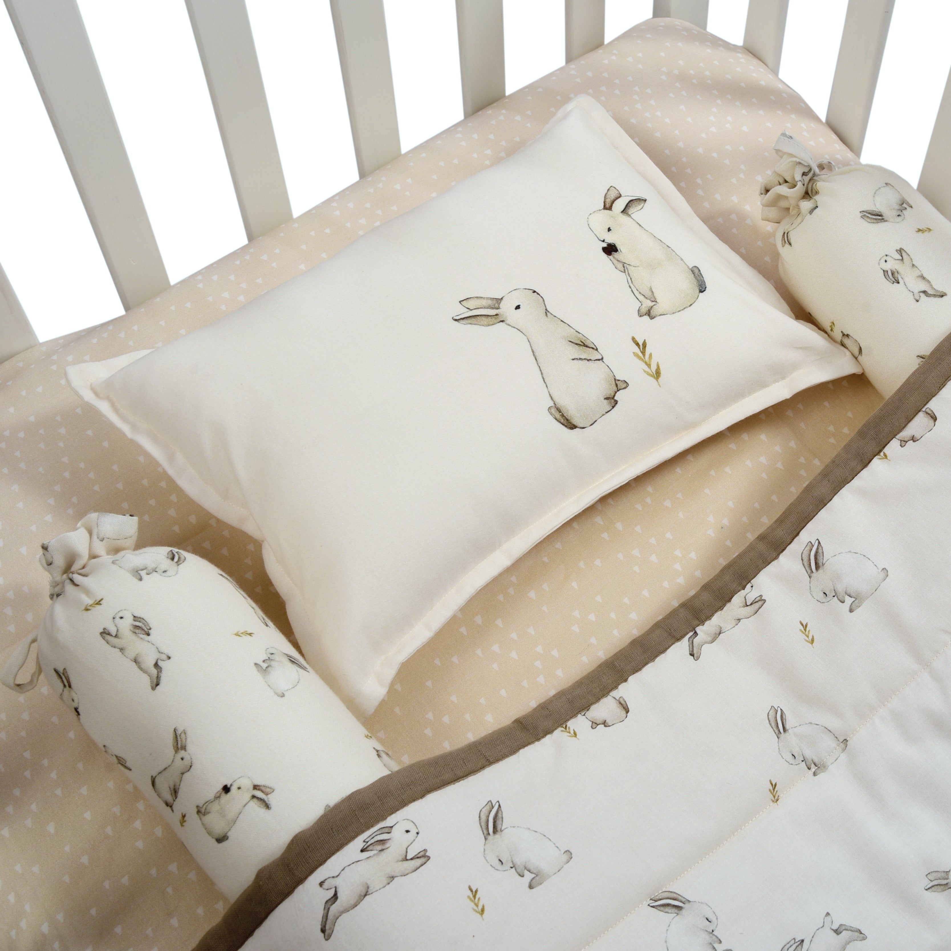 Enchanted Bunny Muslin Cot Bedding Set with blanket